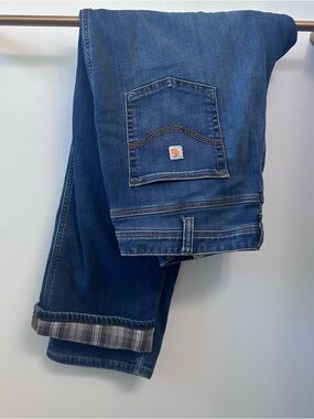 Carhartt Boone Flannel Lined Jeans Dark Wash Relaxed Fit Women’s 14 Regular